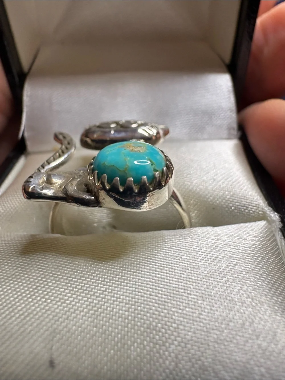 Ring Genuine Turquoise 925 Sterling Silver Cat Pet Animal
